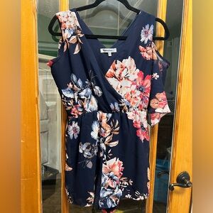 Bailey Blue Navy Floral One Shoulder Dress